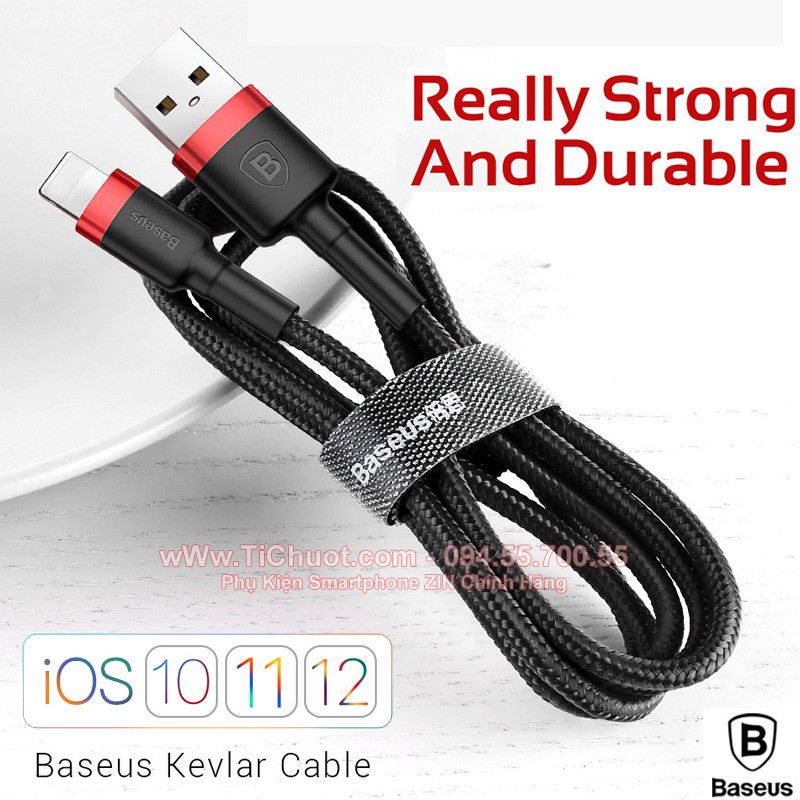 Cáp Lightning Baseus Kevlar 0.5m 1m dây dù chống gãy cổ cáp