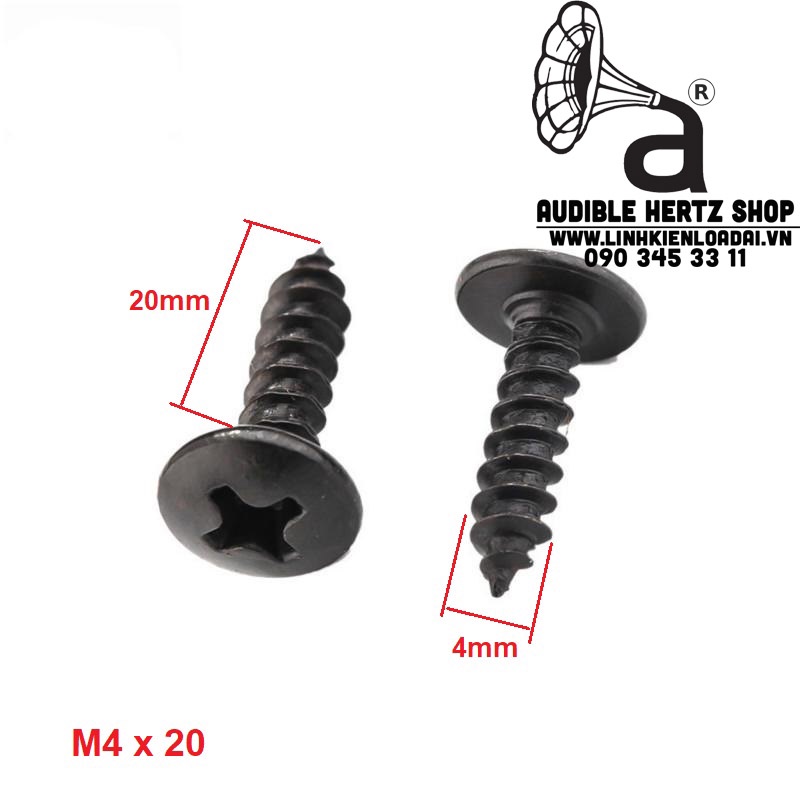 Vít gỗ đầu dù 4 cạnh bắt loa mạ kẽm M3, M4