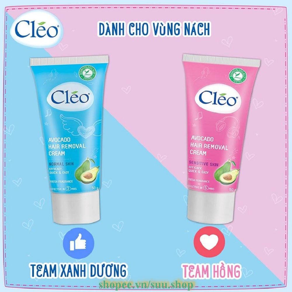 Tẩy Lông Cho Da Nhạy Cảm Cleo Avocado Hair Removal Cream Sensitive Skin 50g suu.shop cam kết 100% chính hãng
