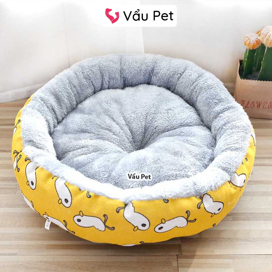 Đệm cho chó mèo lót lông hình tròn - Nệm ngủ cho chó mèo thú cưng Vẩu Pet Shop