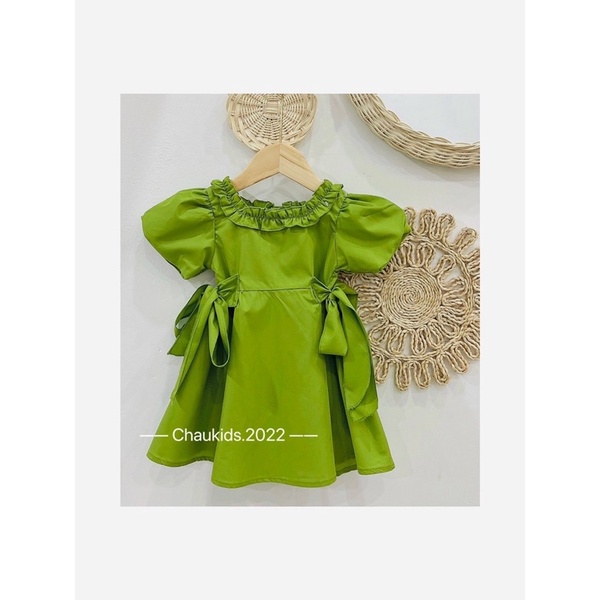 XANH LÁ Váy bèo cổ bé gái mã 55067
