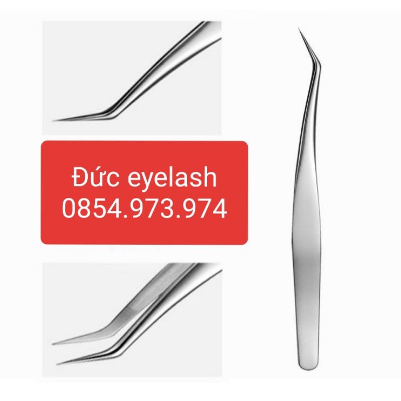 Nhíp cong 45 độ, nhíp cong bao da Bạc - nối mi - tạo fan - dụng cụ nối mi