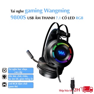 Tai nghe GAMING WANGMING 9800S - Tai nghe dây USB âm thanh 7.1 có màu hồng cực cute có Led RGB bảo hành 12 tháng