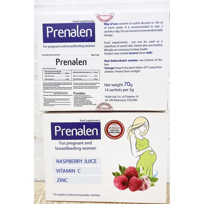 Thảo dược Prenalen. Tăng đề kháng, giải cảm cho phụ nữ có thai, sau sinh. Hộp 14 gói