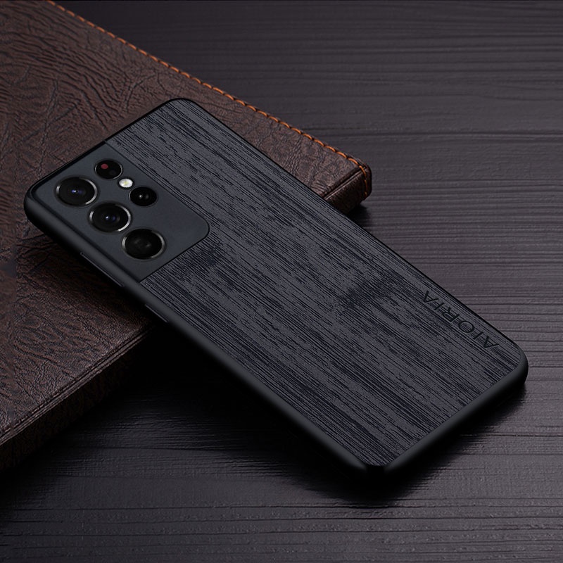 Ốp Điện Thoại Da Họa Tiết Gỗ Tre Sang Trọng Cho samsung galaxy s21 ultra plus fe 5g funda