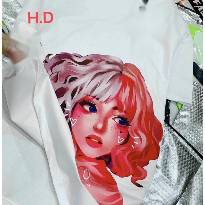 Áo phông cô gái hai màu tóc HD12