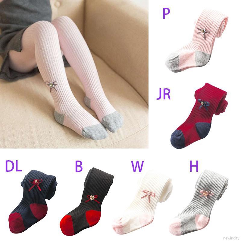 Quần tất dệt kim đính nơ phong cách Hàn Quốc xinh xắn thời trang cho bé gái