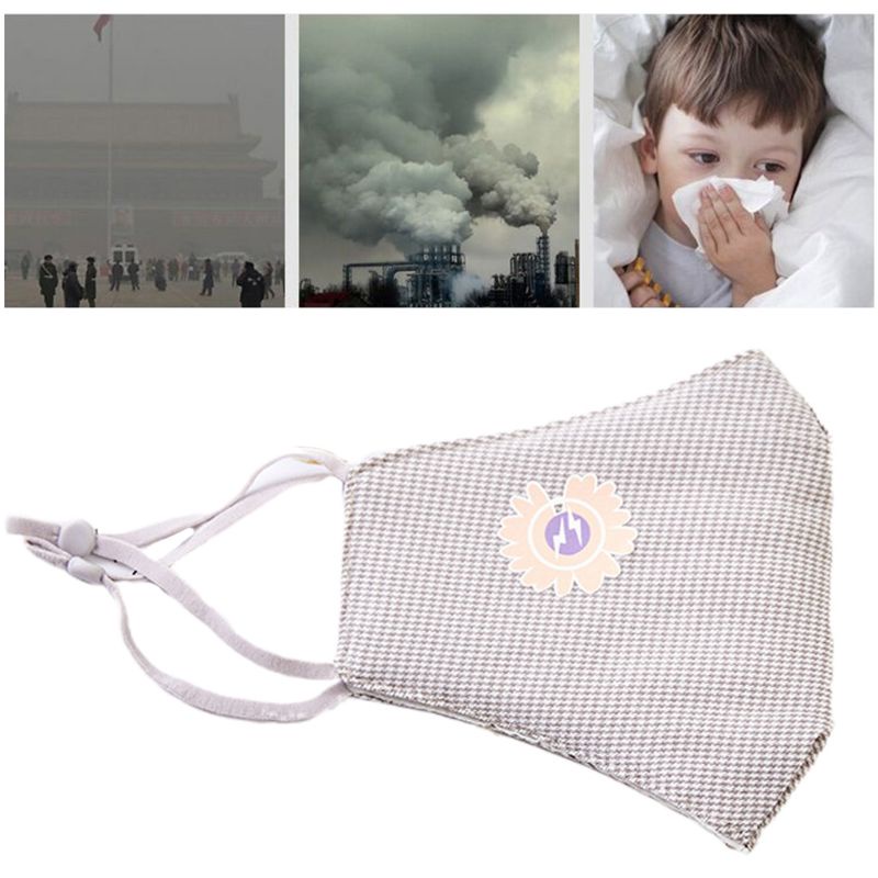 Khẩu Trang Cotton 3 Lớp Chống Bụi Họa Tiết Hoa Cúc Cho Nam Nữ Ốp