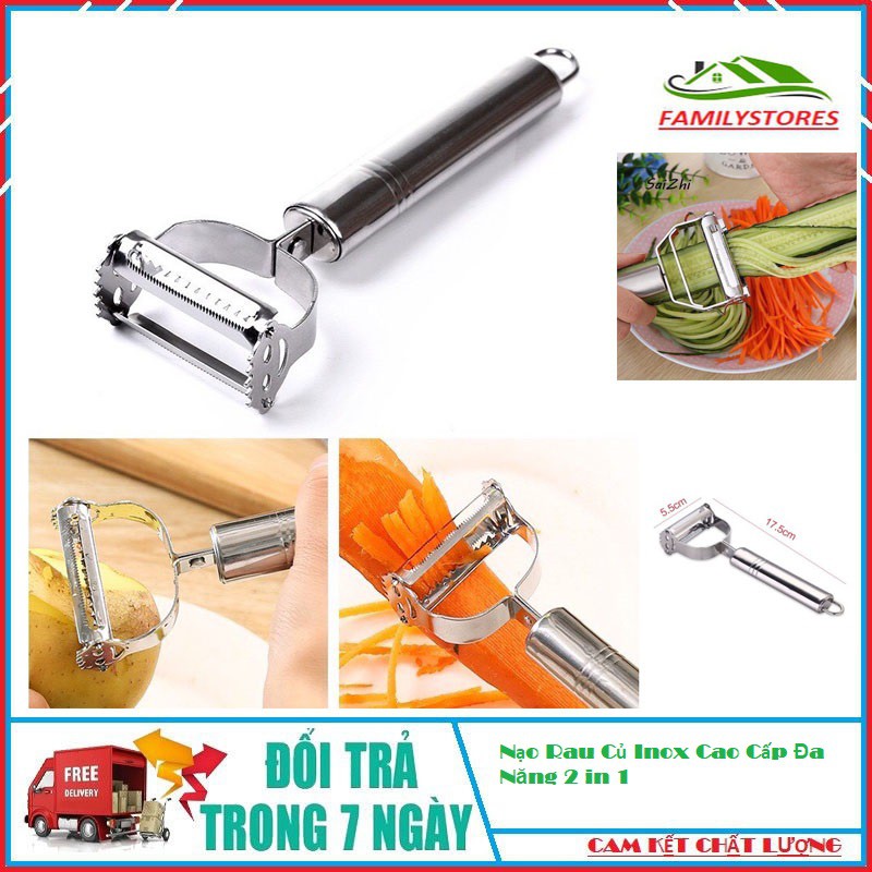 Nạo Rau Củ Inox Cao Cấp Đa Năng 2 in 1 (Nạo củ quả và bào sợi tiện lợi dễ sử dụng)