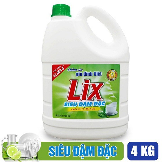 Nước Rửa Chén Lix Trà Xanh 4kg