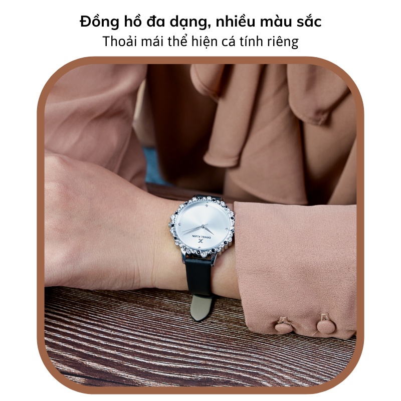 Đồng hồ nữ dây da cao cấp Daniel Klein DK.1.12525 đính đá, chống nước chính hãng