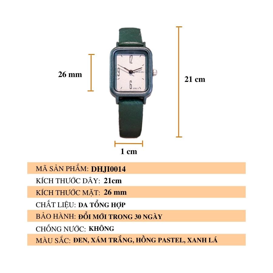 Đồng hồ nữ đeo tay mặt vuông chính hãng dây da đẹp giá rẻ LaCy Watch DHJI0014