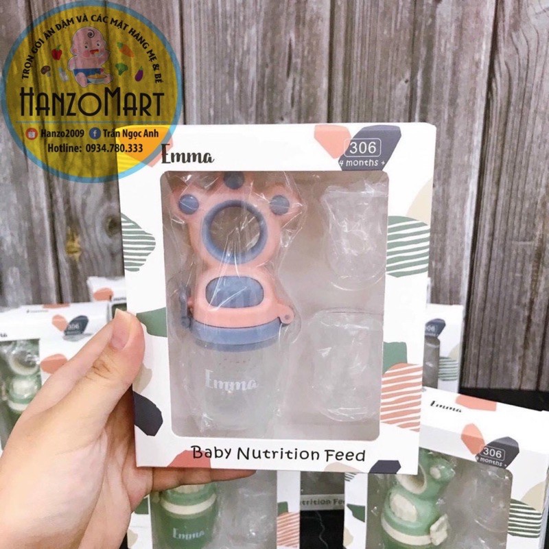 Túi nhai ăn dặm 3 núm silicon cao cấp chống hóc Emma Kids / MISUTA (kèm núm nhai)