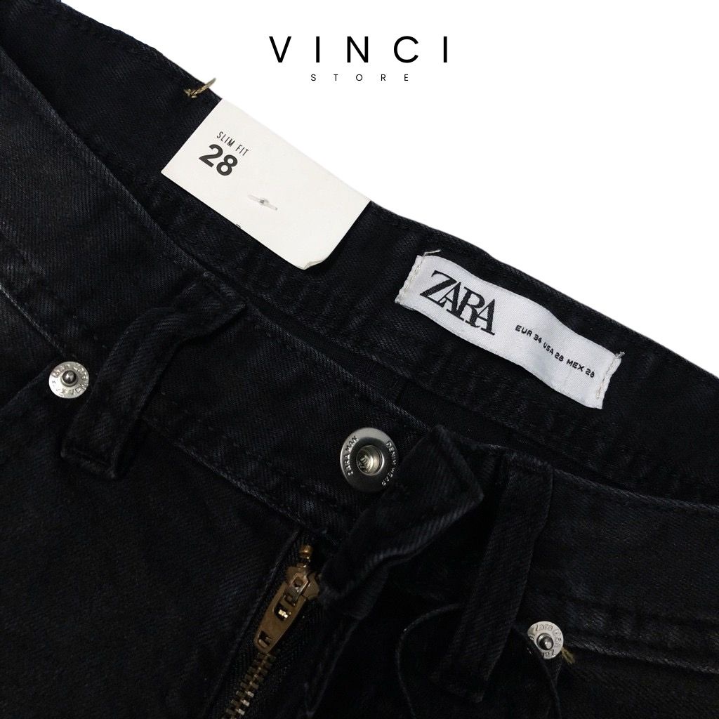 Quần Jean Nam  ZR xanh trơn slim fit ống côn co dãn vnxk | BigBuy360 - bigbuy360.vn