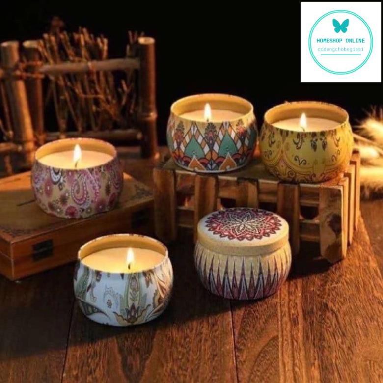 Nến thơm phòng hoa khô thiên nhiên, nến sáp thơm thư giãn cao cấp