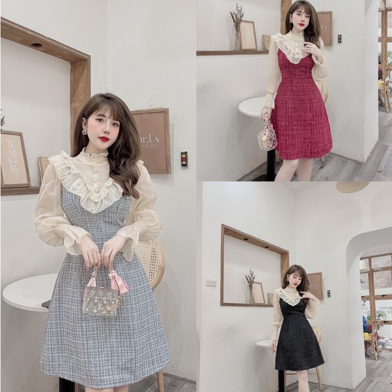 váy dạ xòe, đầm dạ xòe trẻ trung cá tính hs077
