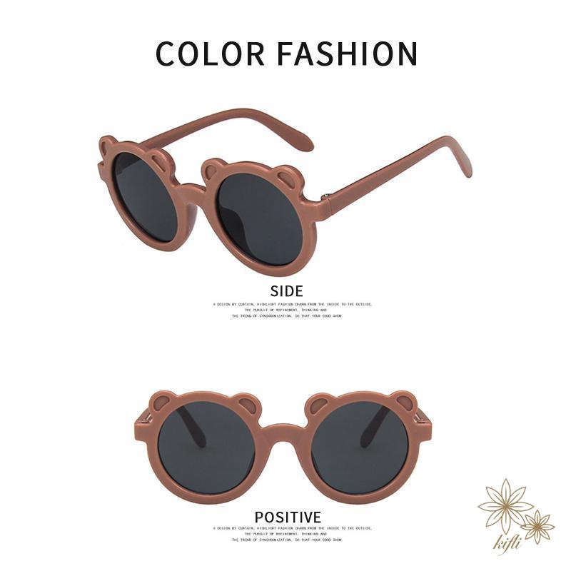 Kính râm gọng tròn thiết kế tai gấu xinh xắn cho bé