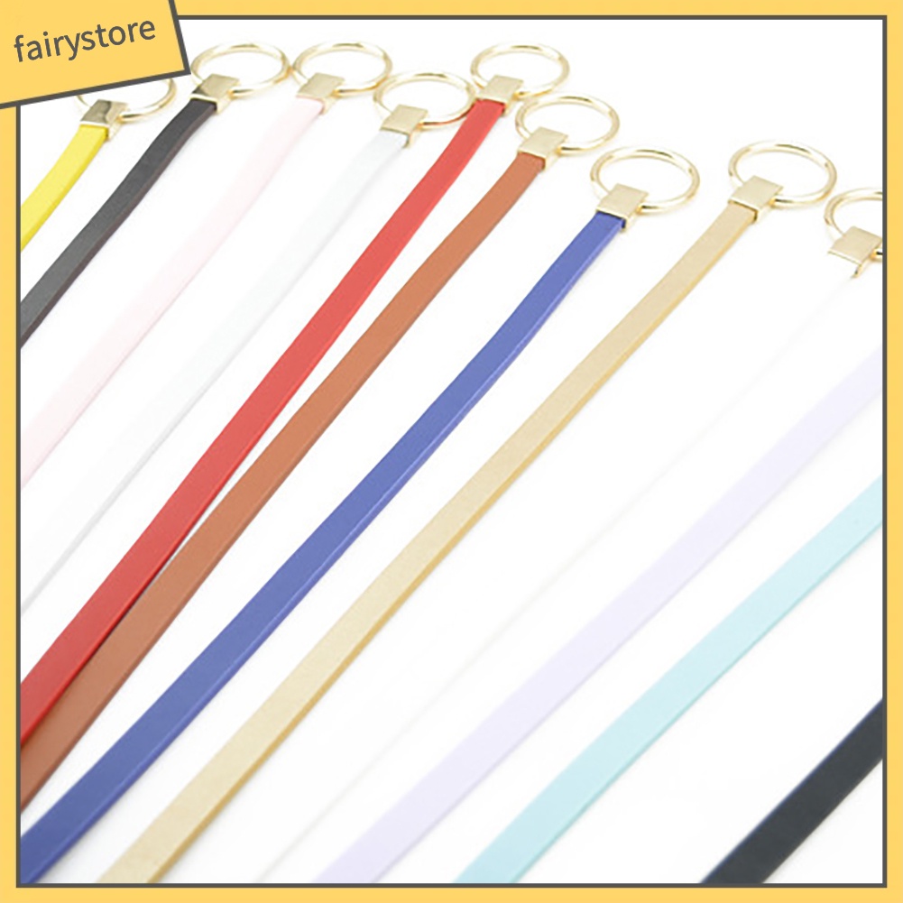 Thắt lưng da PU khóa tròn bằng kim loại cho nữ