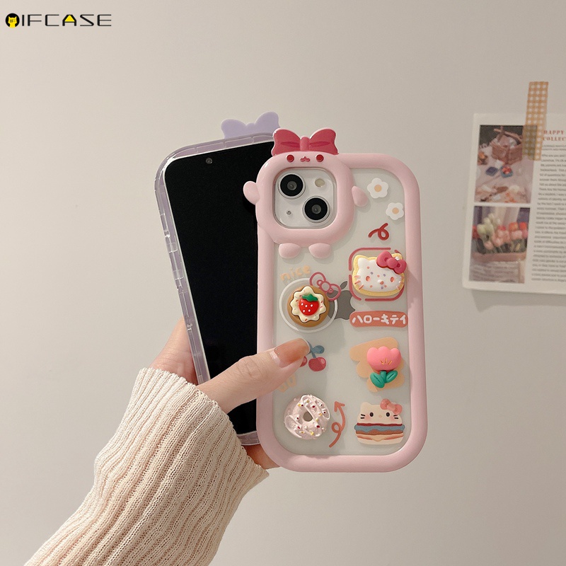 Ốp Điện Thoại Mềm Trong Suốt Họa Tiết Hello Kitty 3D Cho iPhone 13 12 11 Pro Max