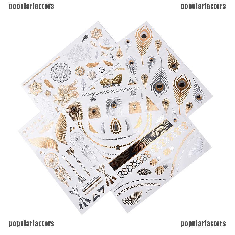 Hình Xăm Dán Chống Thấm Nước Hình Lông Vũ Màu Vàng Độc Đáo