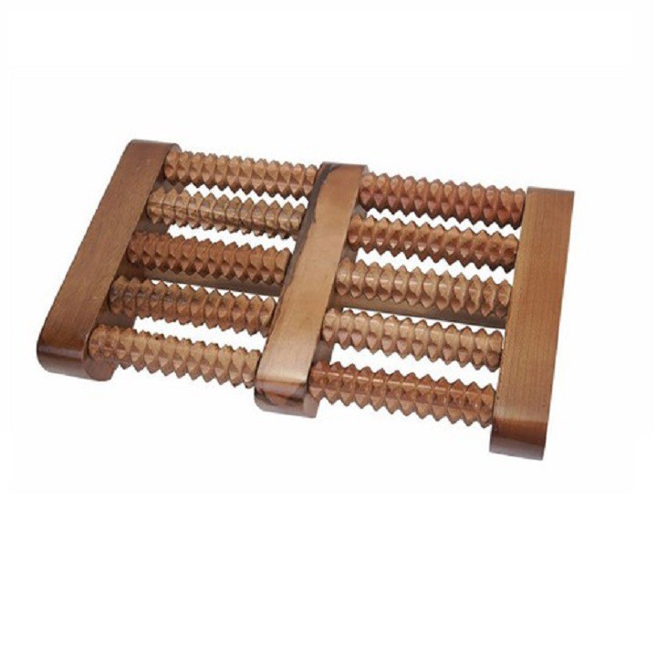 Bàn lăn massage chân 5 hàng bằng gỗ cao su tự nhiên, bền, đẹp, chắc