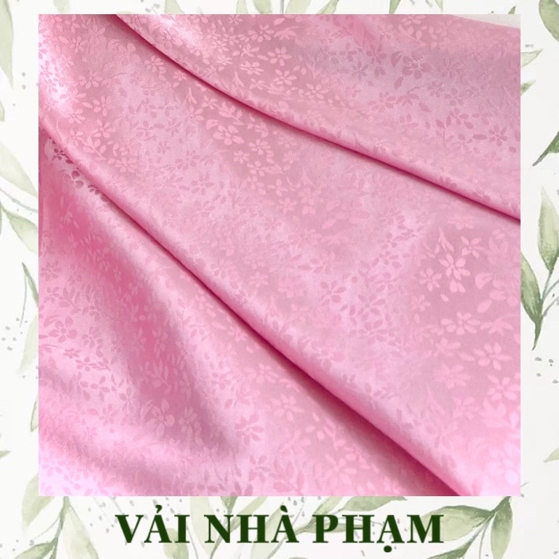 VẢI GẤM LỤA HOẠ TIẾT HOA NHÍ NỀN HỒNG NHẠT - VẢI ÁO DÀI - KHỔ VẢI 1.5M - VẢI NHÀ PHẠM