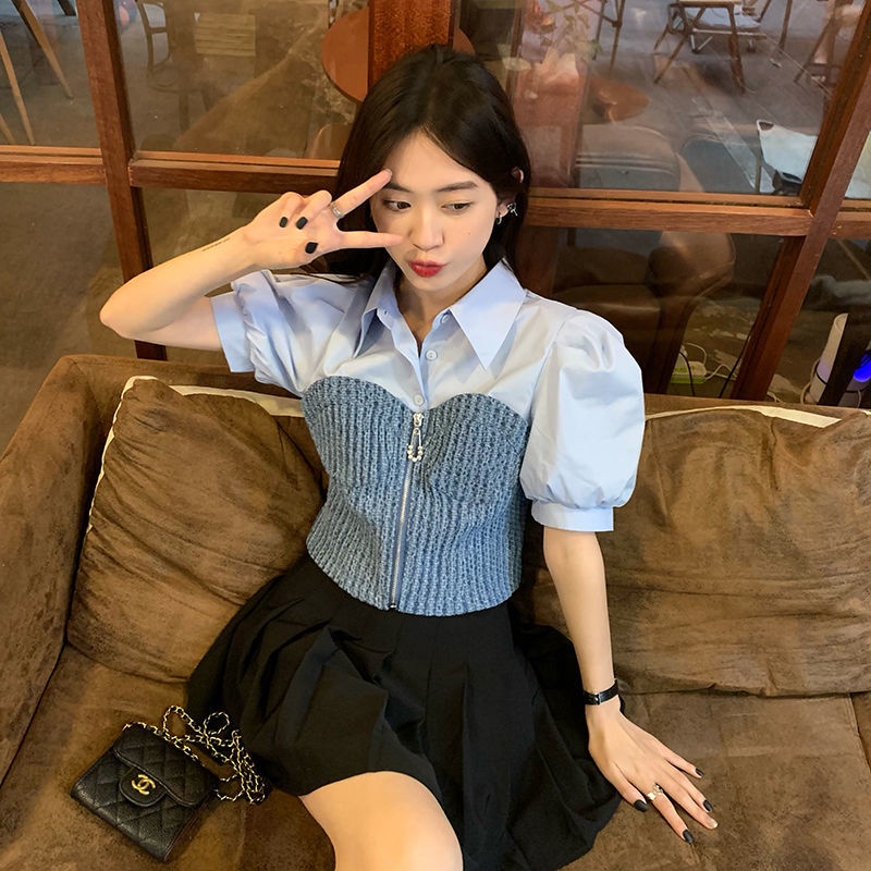 Áo Sơ Mi Tay Ngắn Dáng Rộng Phong Cách Cổ Điển Thời Trang Cho Nữ
