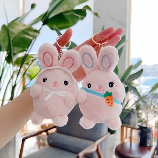 Móc khóa thỏ bông đội nón trắng dễ thương mẫu mới