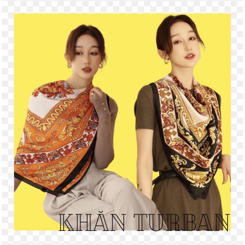 Khăn choàng cổ lụa vuông thanh lịch đa năng size 108x108cm