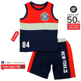 Set đồ bộ ba lỗ bé trai BIGFOX, bộ quần áo thun sát nách trẻ em mặc nhà in hình vui nhộn chất cotton siêu mát