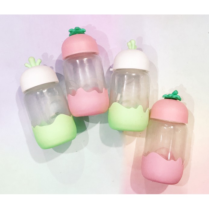 BN2 Bình Nước Thủy Tinh Nắp hoa quả 300ml thuỷ tinh bình nước hoa quả cute chai nước dễ thương