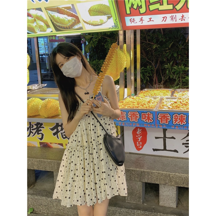 V003 Váy hai dây Babydoll BBD hoa nhí đáng yêu dáng lỡ phong cách Hàn Quốc, đầm tiểu thư công chúa ulzzang voan nữ tính