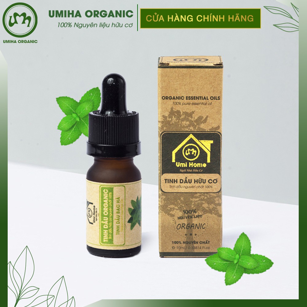 Tinh dầu Bạc Hà hữu cơ UMIHOME nguyên chất 10ml- Dưỡng tóc, xông hương sảng khoái, chống cảm cúm lạnh và đuổi chuột muỗi