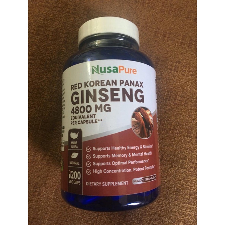 Viên uống hồng sâm Hàn Quốc NusaPure Red Korean Panax Ginseng 4800mg 200 Capsules