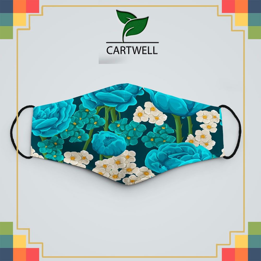 khẩu trang vải giá rẻ FLOWERS_1251 CARTWELL chất liệu vải dày 2 lớp chống nắng, phòng dịch bệnh, lọc không khí