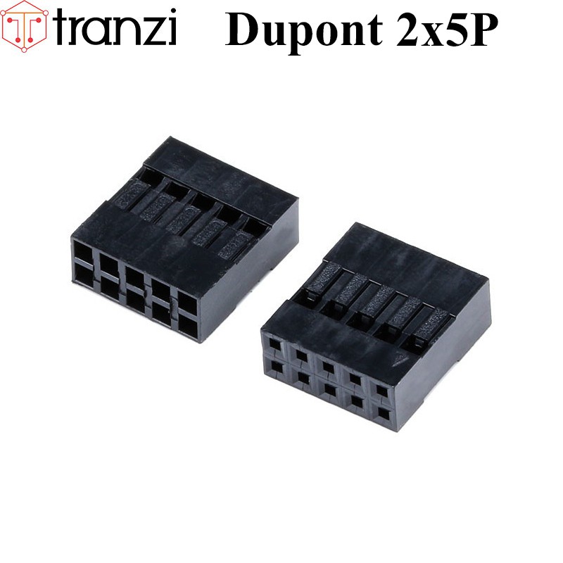 Vỏ header 2.54mm dupont 2x5P 14mm đen - túi 10 cái