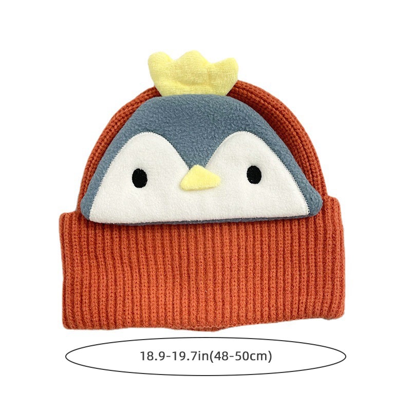 Mũ Beanie Đan Len Màu Trơn In Họa Tiết Thú Hoạt Hình Dễ Thương Thời Trang Mùa Đông Cho Bé Trai Và Gái