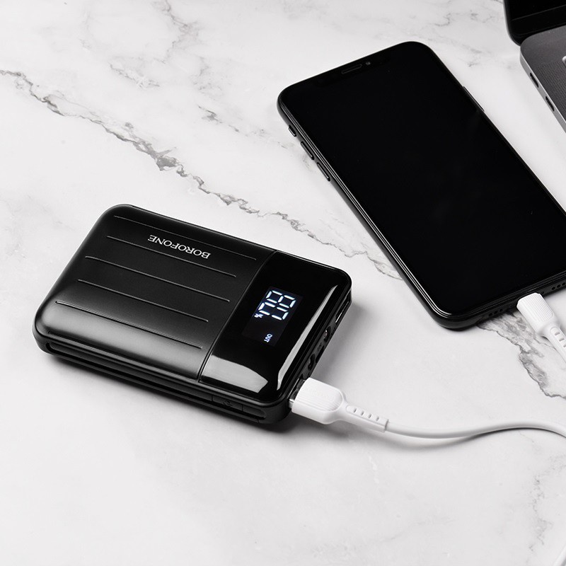 Pin sạc dự phòng 10.000mah Borofone BT21 chính hãng BH 12 tháng, 2 cổng sạc USB, tích hợp LED và đèn pin