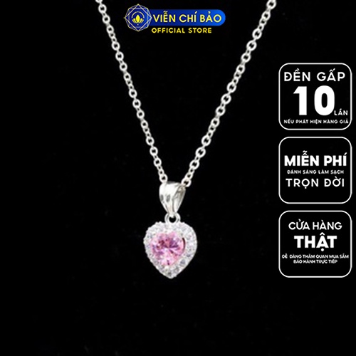 Dây chuyền bạc nữ hình Trái Tim đính đá chất liệu bạc 925 thời trang phụ kiện trang sức Viễn Chí Bảo D400725