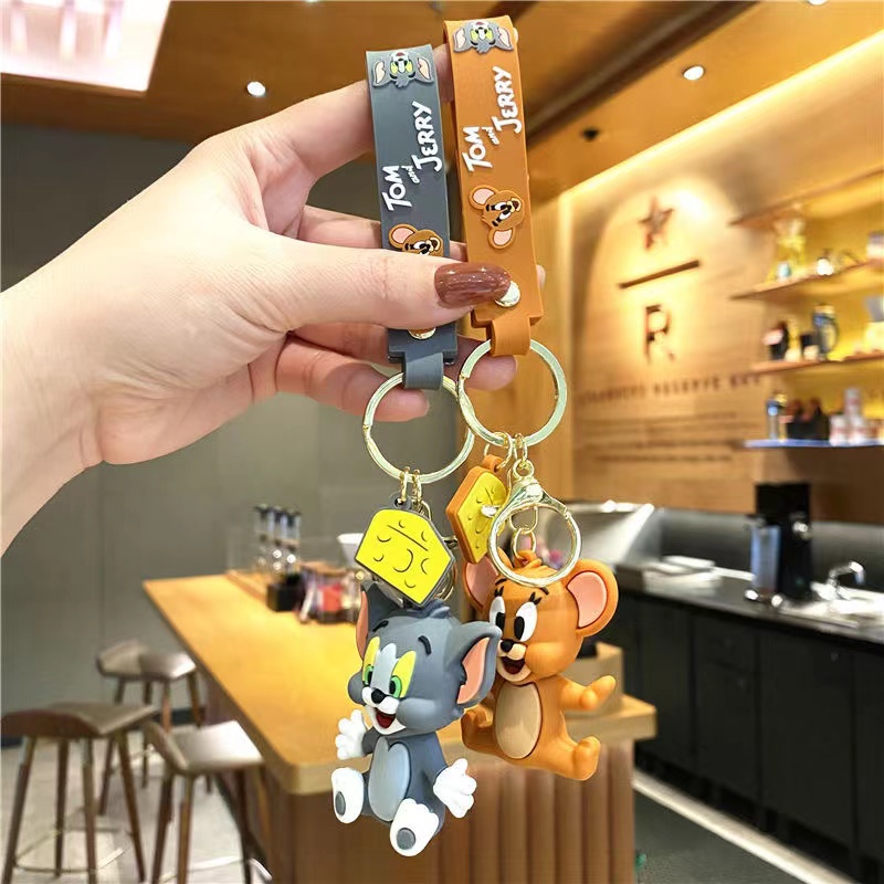 Móc Khóa Hình Mèo Và Chuột Hoạt Hình Sáng Tạo