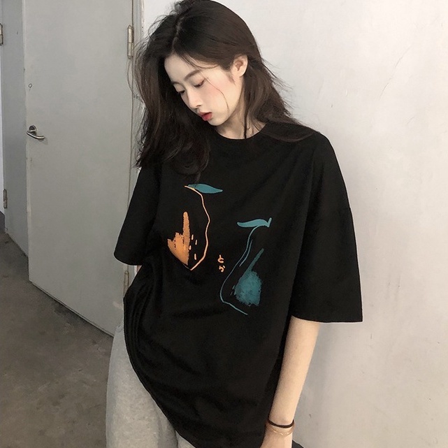 Áo thun ZHELIHANGFEI tay ngắn dáng rộng in họa tiết trẻ trung cá tính thời trang