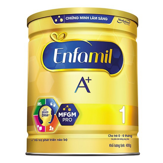 Chính hãng - Sữa bột Enfamil A+ 1 cho bé 0-6 tháng, lon 400g, Date MỚI NHẤT 2023