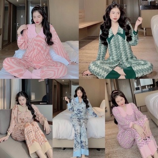 [SẴN] ĐỒ BỘ PIJAMA FORM CÁNH DƠI SÓNG QUẦN DÀI CHẤT MANGO SIÊU MƯỢT MÁT❤️❤️