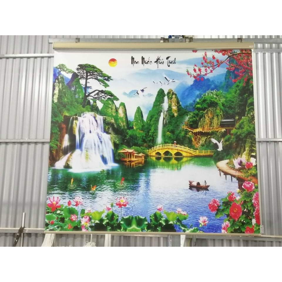 Rèm cuốn in tranh [ Mẫu tranh sơn thủy] cho gia đình, văn phòng, chung cư