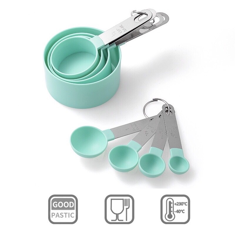 Bộ muỗng thìa đong định lượng làm bánh đủ 8 kích cỡ khi nấu ăn, trang trí nhà bếp