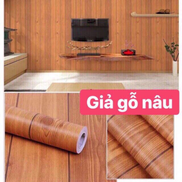 Giấy dán tường giả gỗ óc chó sẵn keo dài 10m khổ rộng 45cm | BigBuy360 - bigbuy360.vn