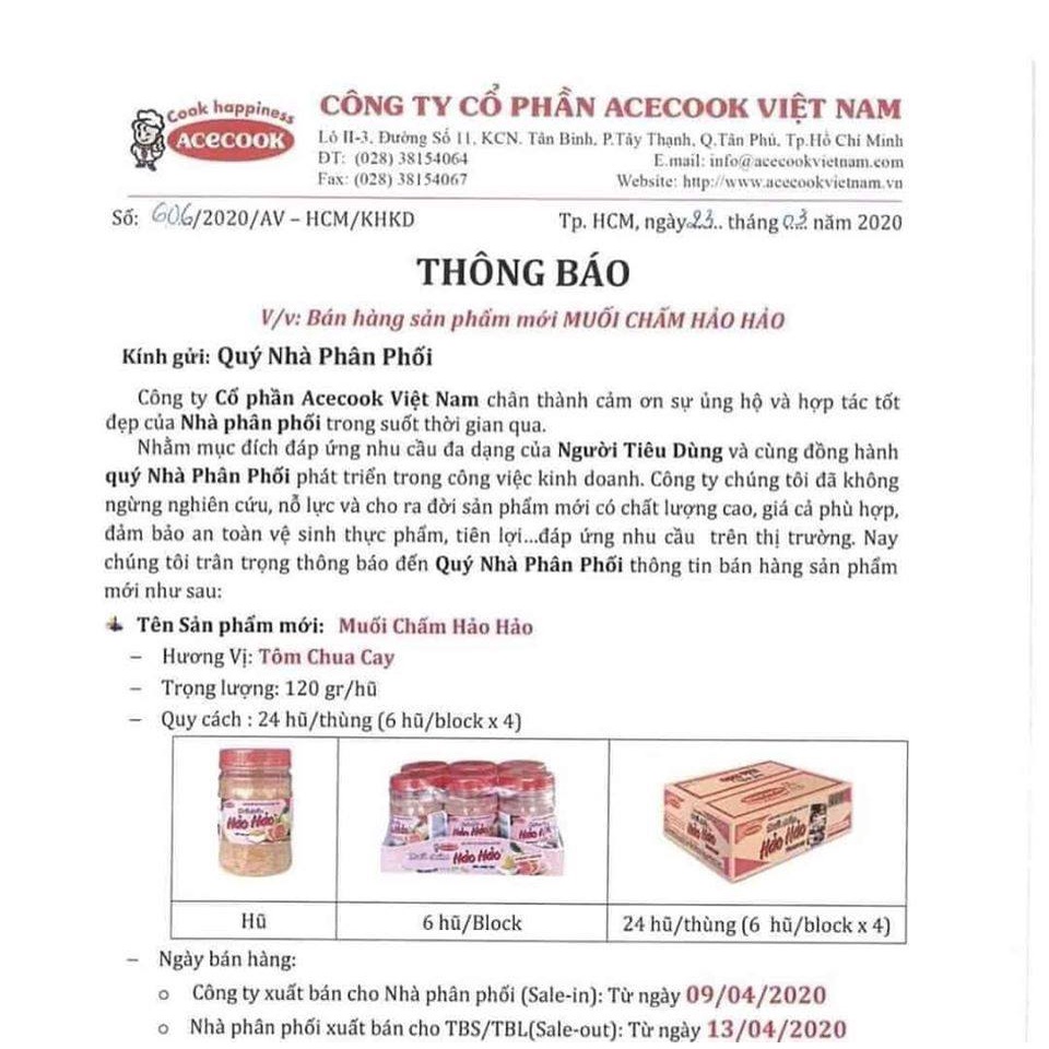 Muối chấm Hảo Hảo tôm chua cay (Acecook 120gr) dùng ăn trái cây, hải sản,..