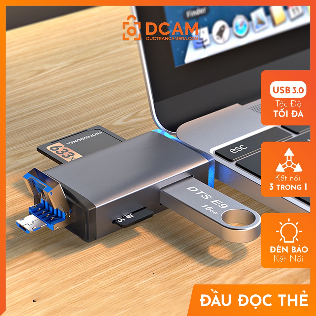 Đầu đọc thẻ nhớ đa năng tốc độ cao RETA USB 3.0 cho Điện thoại, Laptop, PC và Macbook