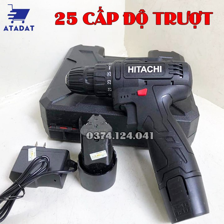 Chính Hãng Máy khoan pin Hitachi 12V - Khoan 2 cấp tốc độ, Lõi đồng - Máy Khoan dùng pin, Máy bắt vít 12V, Đảo chều ...