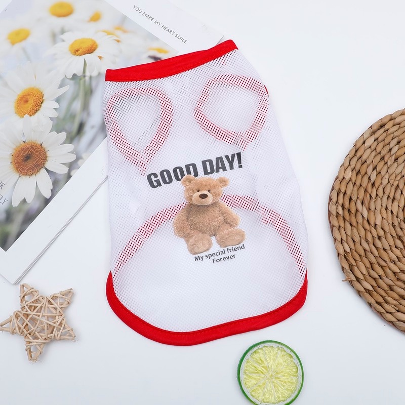 Áo Ba Lỗ Phối Lưới Thoáng Khí Họa Tiết Hoạt Hình Thời Trang Mùa Hè Cho Thú Cưng